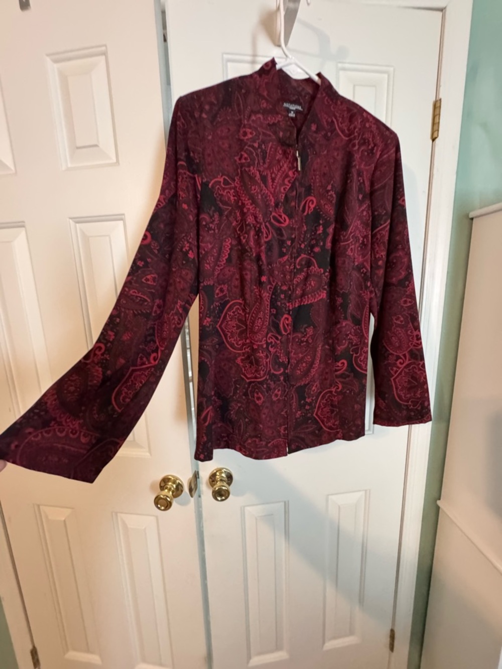 Notations Burgundy Paisley Long-Sleeve Jacket